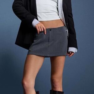 NWOT Bershka Low Rise Micro Mini Skirt Gray with Shorts Tailored Mini Skirt